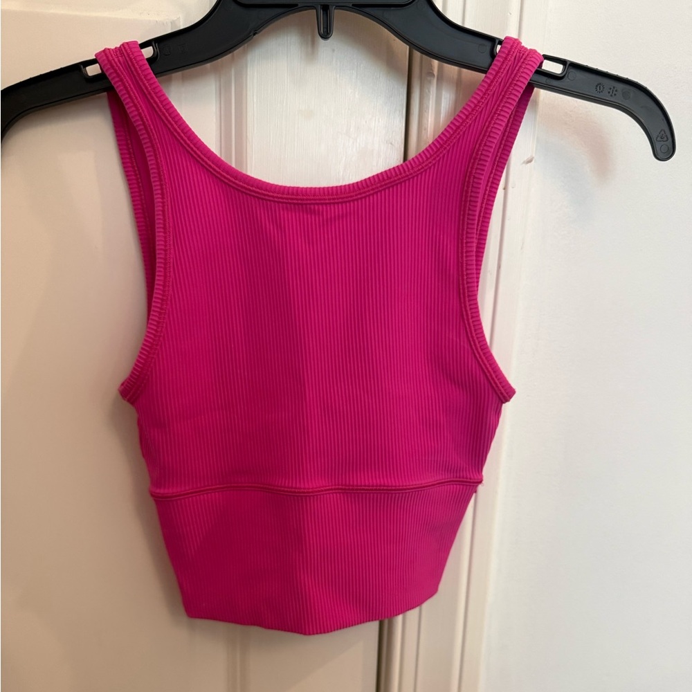 Lululemon Hot Pink Ribbed Cropped Ribbed Tank Top